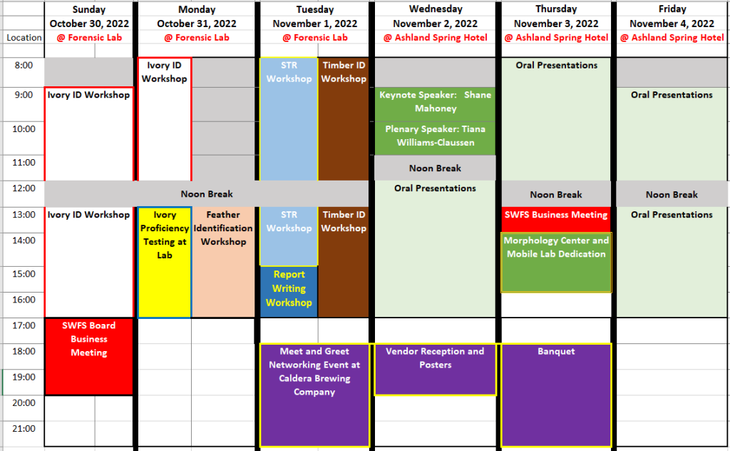Society for Wildlife Forensic Science Schedule_2.2.9 | Society for ...